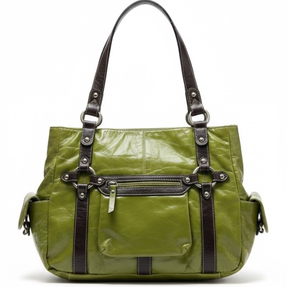 Green Leather Tote Bag
